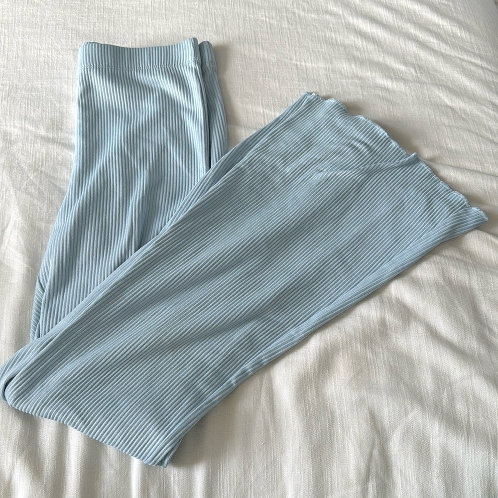 Yoga pants light blue ribbed from h&m